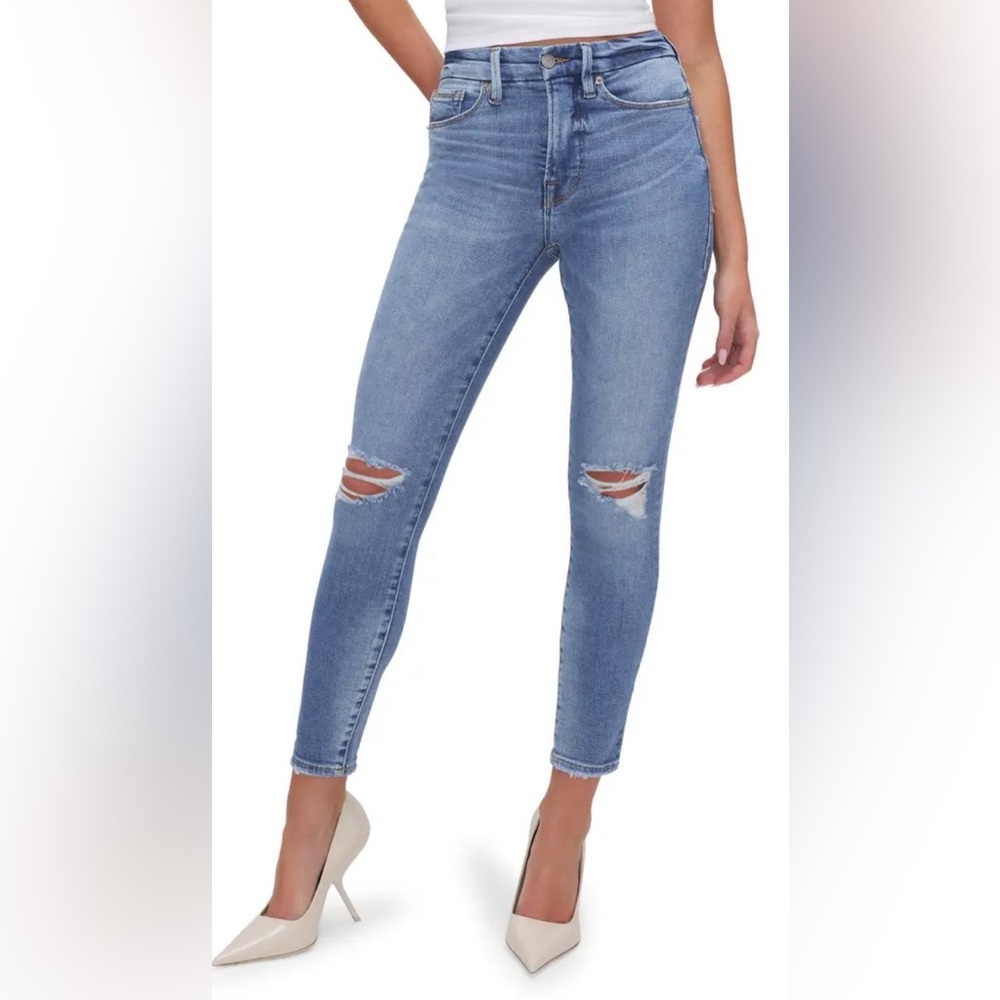 Good American ripped skinny jeans Stretchy, shaping, slimming. Medium blue 12/31